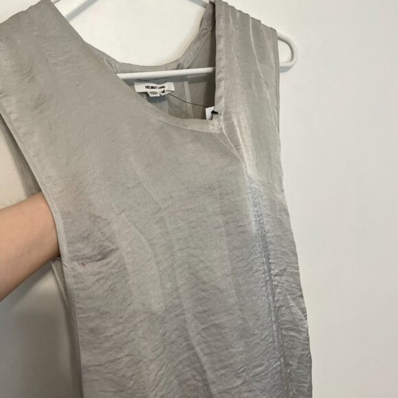 NEW NWT HELMUT LANG Chroma Drape Top Silver Gray Satin Layered Cutout Back Tank - Picture 5 of 16